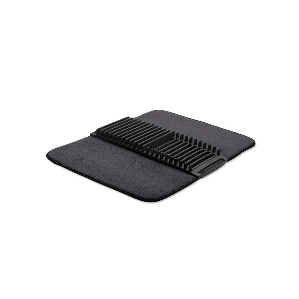Compact Collapsible Dish Drying Rack and Ultra Absorbent Microfiber Mat.  Drain and Air Dry 5 Plates, 2 Bowls and Silverware Without Dripping on