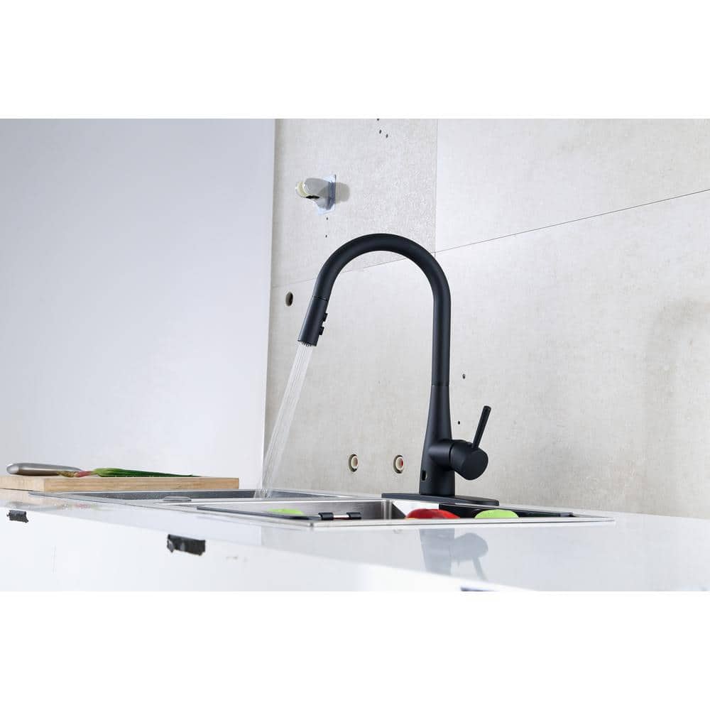 Matte Black Stainless Steel Touchless Pull Down Kitchen Faucet