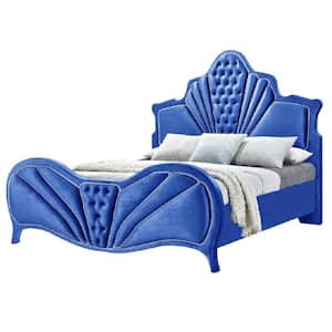 Dante Blue Velvet Queen Bed