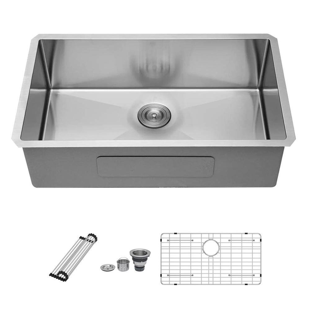 30 in. Undermount Single Bowl 16 Gauge Brushed Nickel Stainless Steel Kitchen Sink with Bottom Grids price history on PriceWatchPro