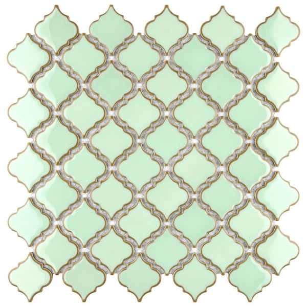 Merola Tile Hudson Tangier Light Green 12-3/8 in. x 12-1/2 in. Porcelain Mosaic Tile (11.0 sq. ft./Case)