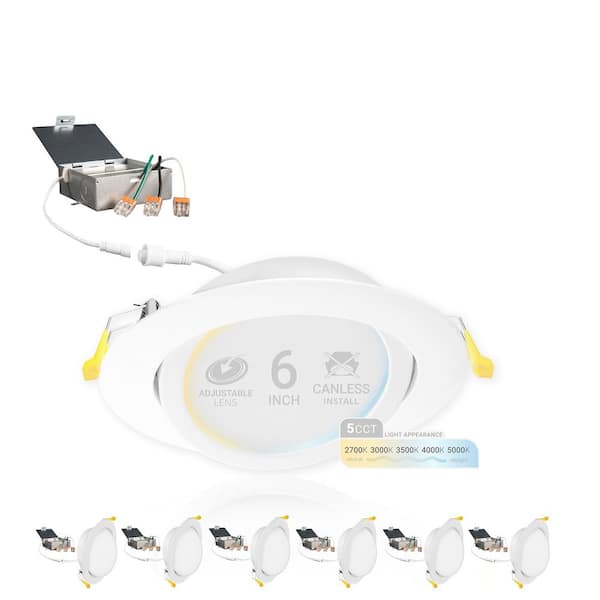 6 in. Canless 2700K-5000K 5 CCT New Construction Integrated LED Recessed Light Kit in White(6-Pack)