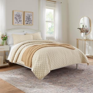 Zoe 3-Piece Oatmeal Microfiber King Quilt Set