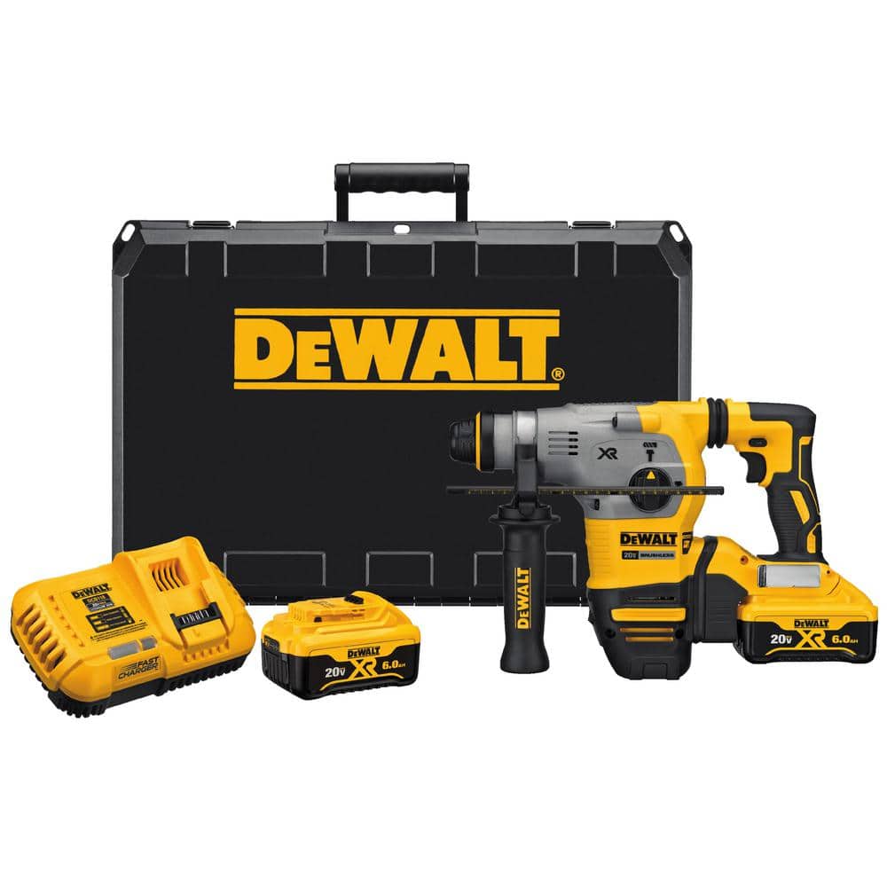 DEWALT 20V MAX XR Cordless Brushless 1-1/8 in. SDS Plus L-Shape Rotary  Hammer, (2) 20V 6.0Ah Batteries and Charger DCH293R2 The Home Depot