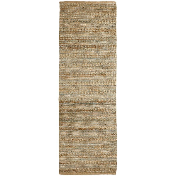 Unbranded Natural Jute and Chenille Handwoven  Tan/Teal/Gray 2 ft. 6 in. x 7 ft. 9 in. Area Rug