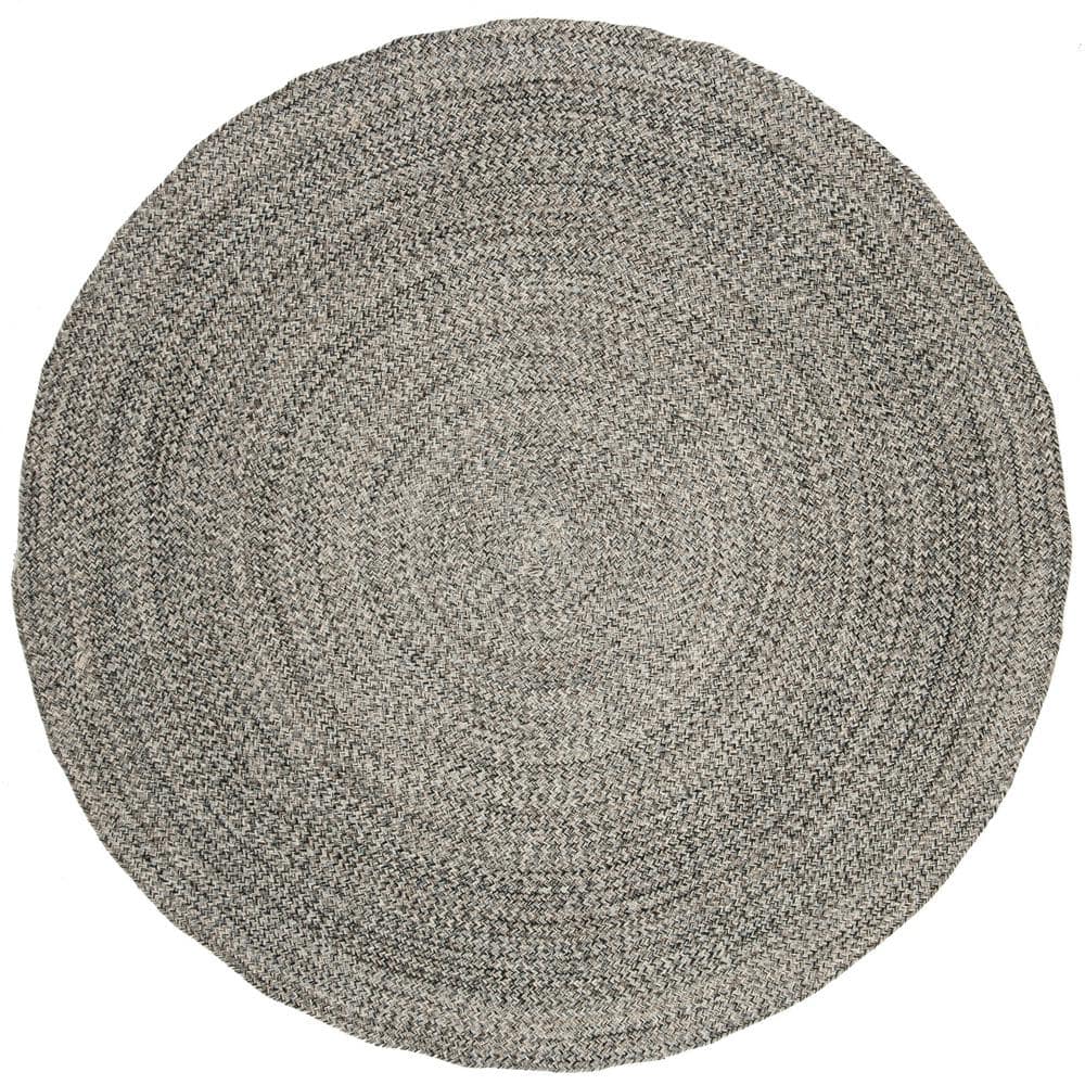 SAFAVIEH Braided Ivory/Steel Gray 8 ft. x 8 ft. Round Solid Area Rug BRD256A8R The Home Depot
