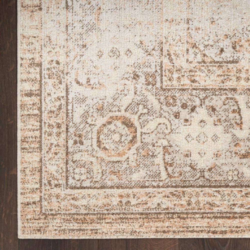 Beige Medallion Washable Synthetic Rectangular Area Rug 6'7" x 9'
