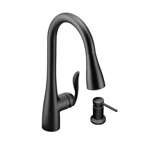 MOEN Arbor Single-Handle Pull-Down Sprayer Kitchen Faucet with Reflex and Soap/Lotion Dispenser in Matte Black