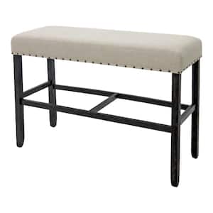 Anthus Ivory and Black Padded Counter Height Bench (25 in. H x 44 in. W x 16 in. D)