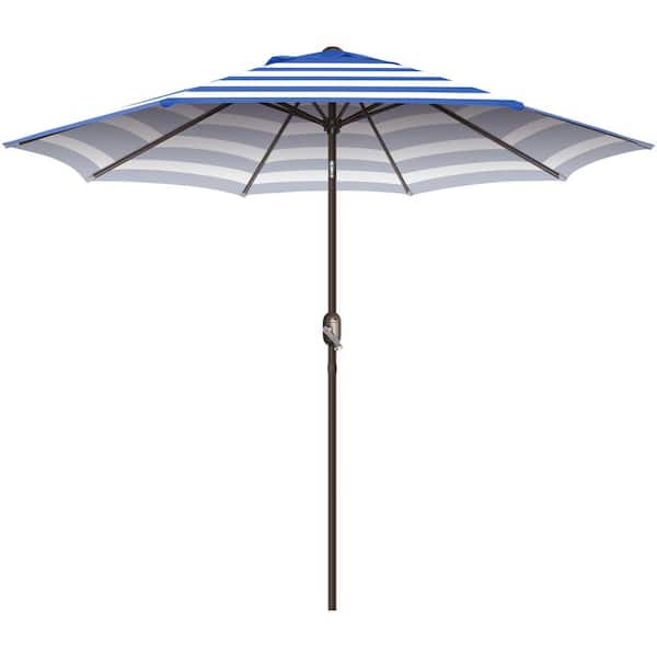 GARSING 9 ft. Metal Market Tilt Patio Umbrella in Blue Stripe