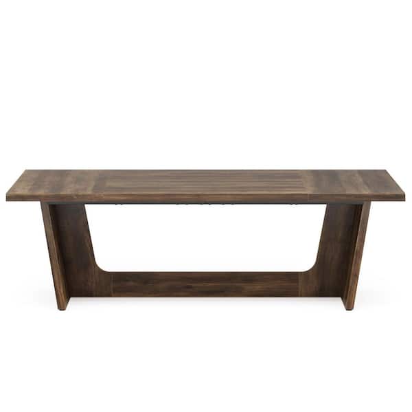 BYBLIGHT 70.87 in. Rectangular Brown Wood Executive Desk with Trapezoidal Base
