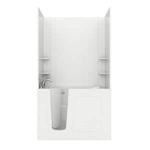 Rampart Nova Heated 4.5 ft. Walk-in Air Bathtub with 4 in. Tile Easy Up Adhesive Wall Surround in White