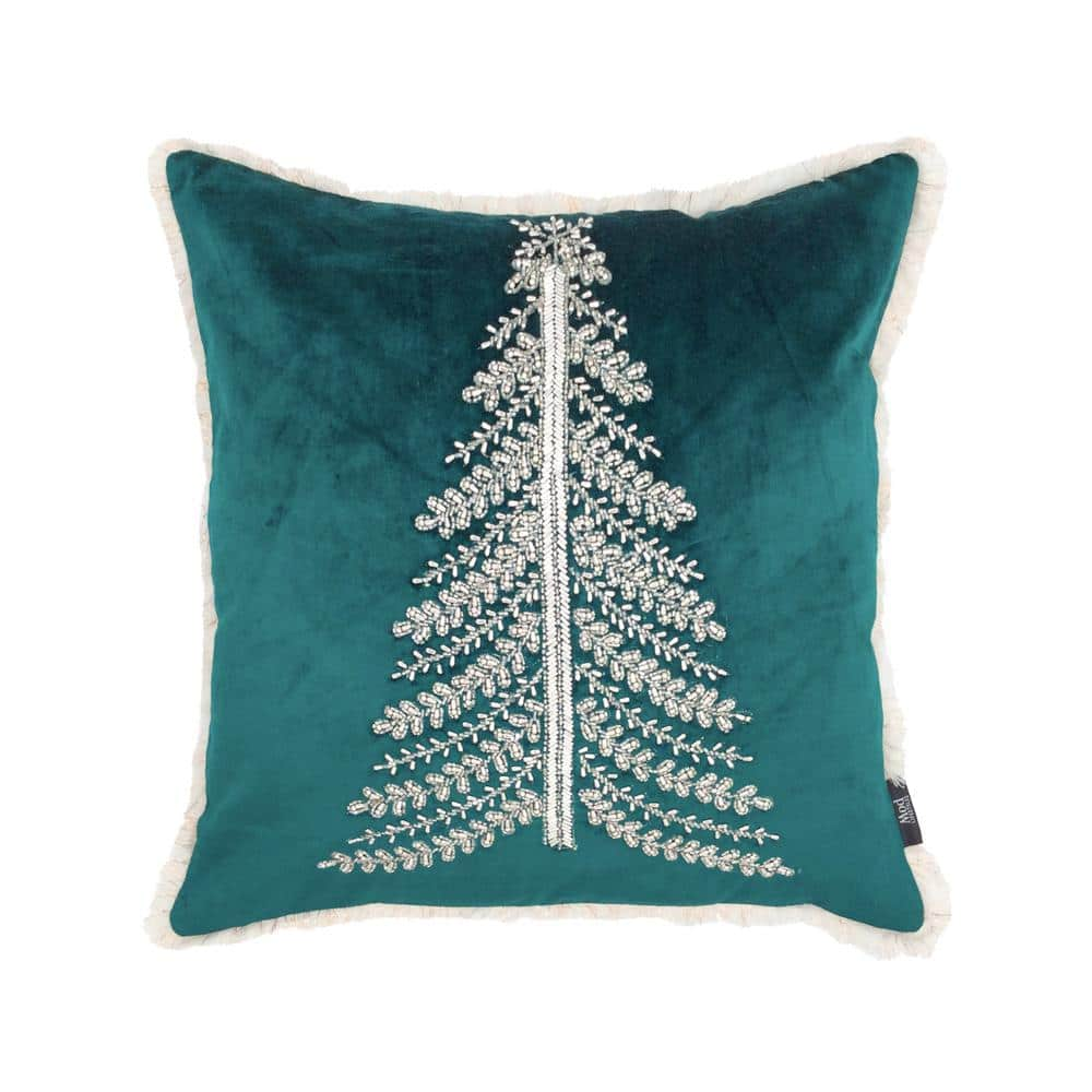 Mina Victory Holiday Ivory and Gray Christmas Tree 20 in. x 20 in. Throw  Pillow 078430 - The Home Depot