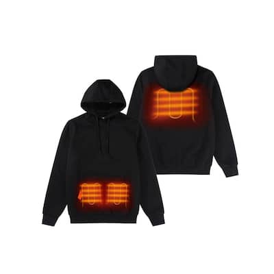 Men's X-Large Black 7.2-Volt Lithium-Ion Heated Pullover Hoodie Hooded Sweatshirt with (1) 5.2 Ah Battery and Charger