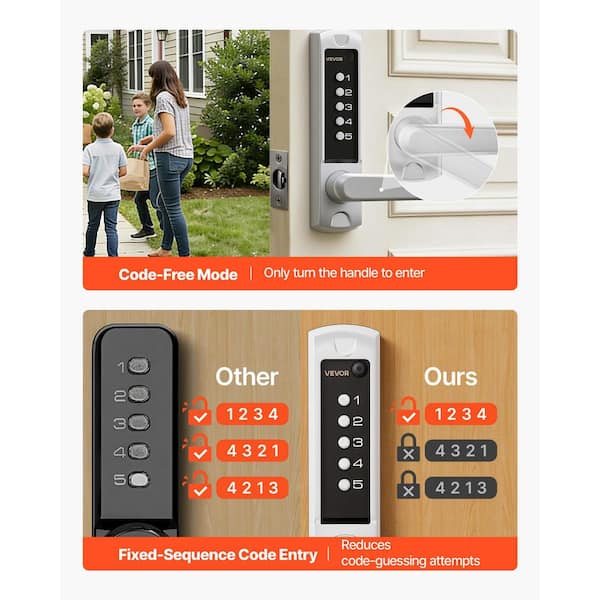 VEVOR Mechanical Keyless Entry Door Lock, 5 Digits Code, 2.0 Code
