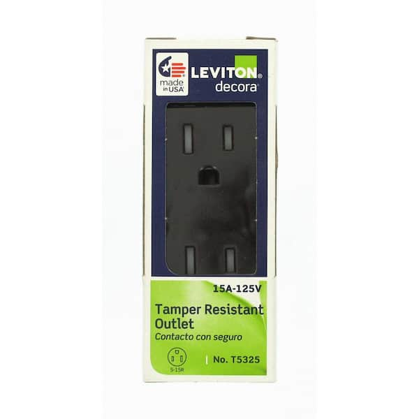 Decora 15 Amp 125 V Tamper Resistant Duplex Outlet/Receptacle, Brown (1-Pack) T5325-D0