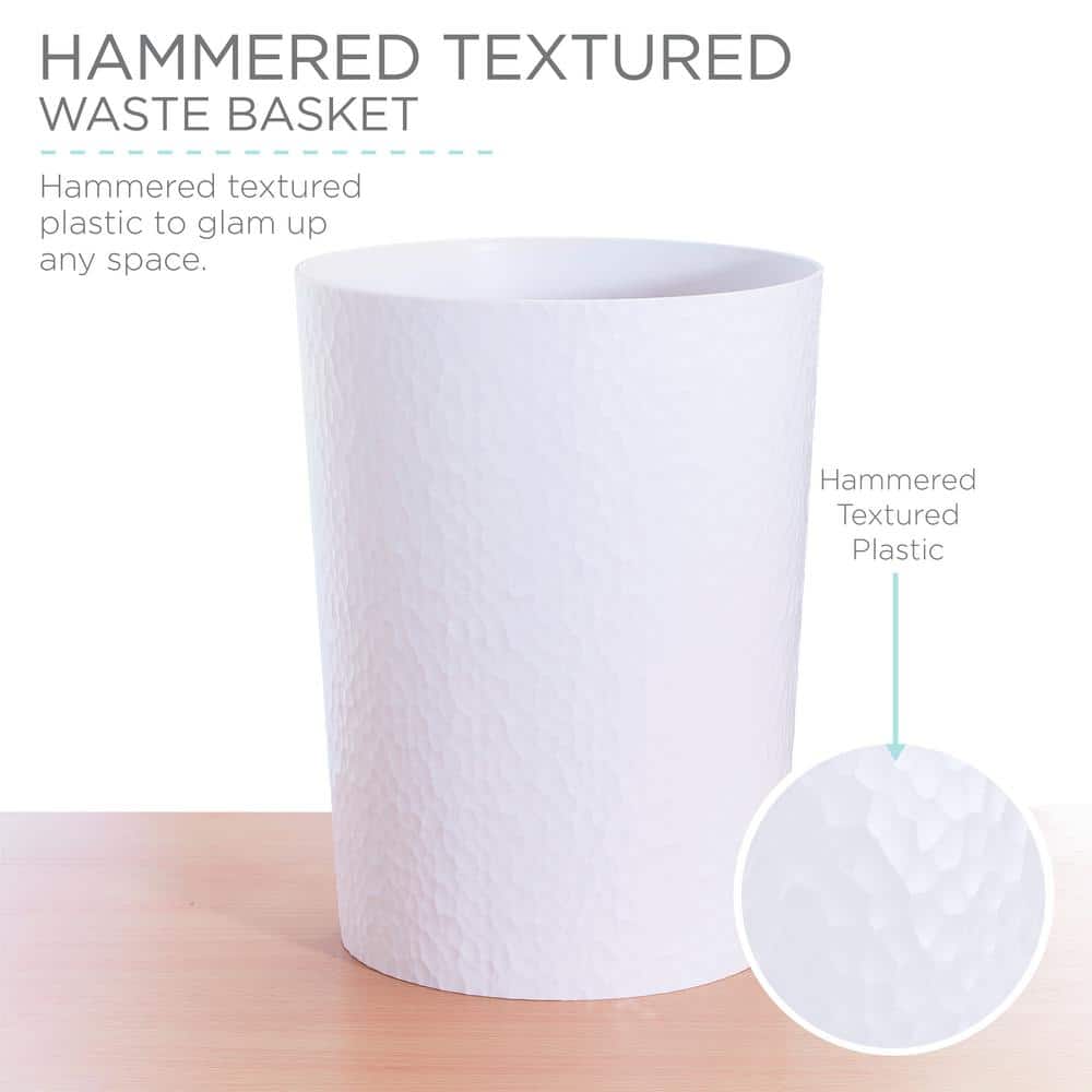 White Hammered Textured Plastic 10L Waste Bin