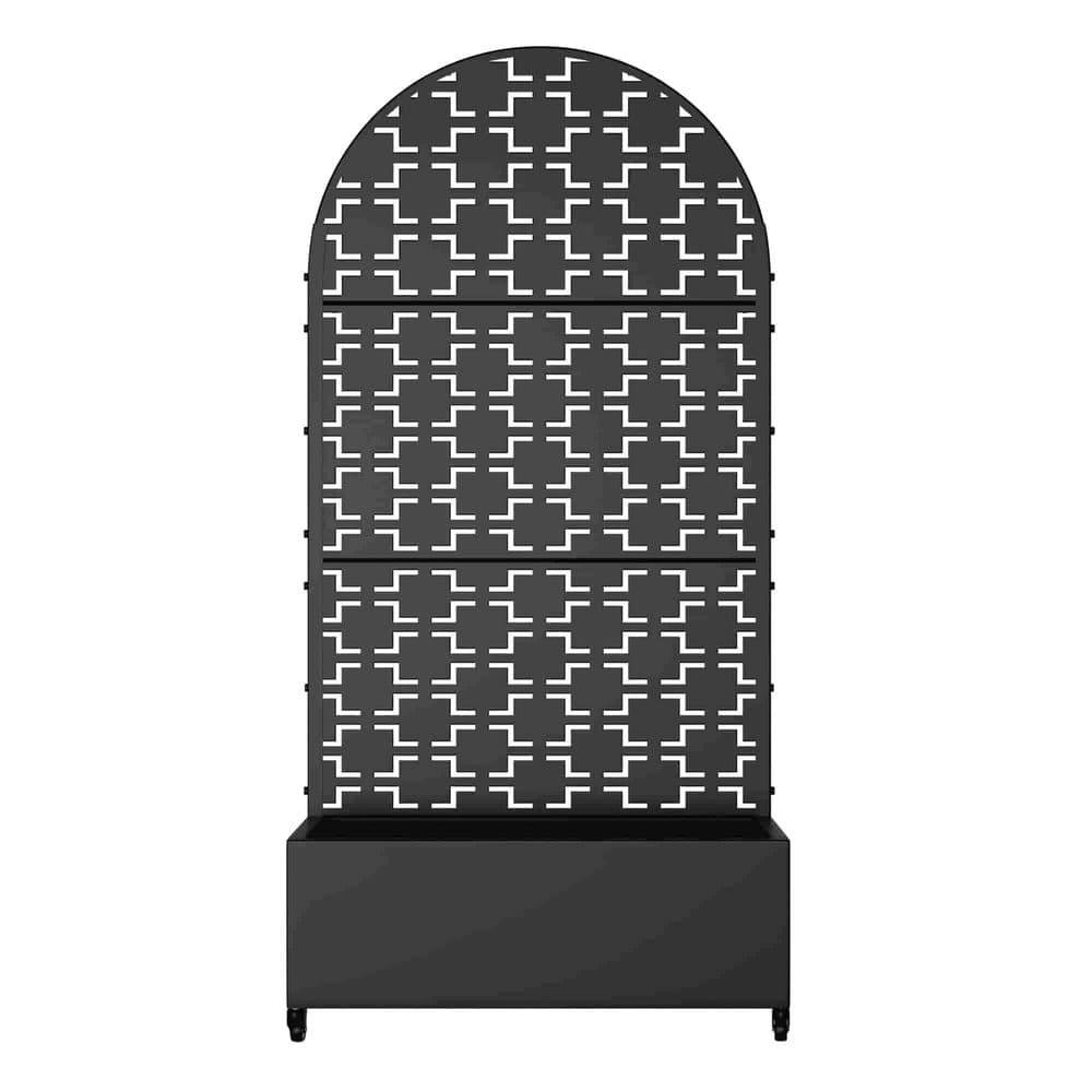 6 ft. H x 3 ft. W Metal Planter Box Privacy Screen Garden Bed with Trellis and Wheels-Black price history on PriceWatchPro
