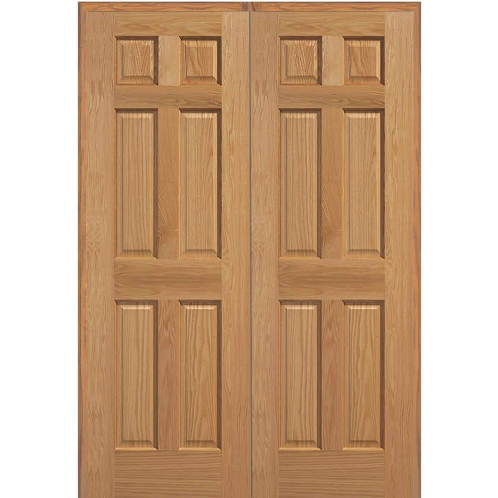 MMI DOOR 60 in. x 80 in. 6-Panel Unfinished Red Oak Wood Both