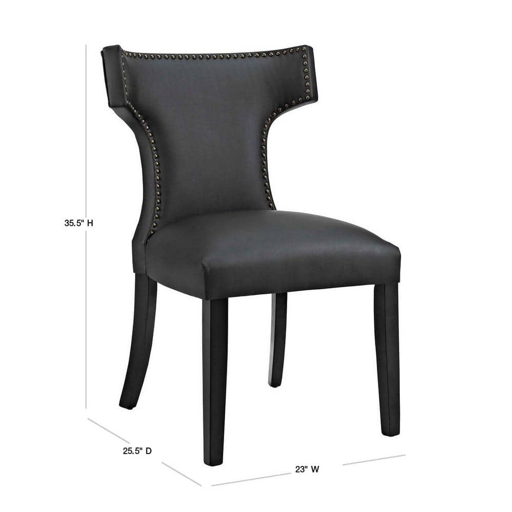 Black Faux Leather Upholstered Parsons Side Chair