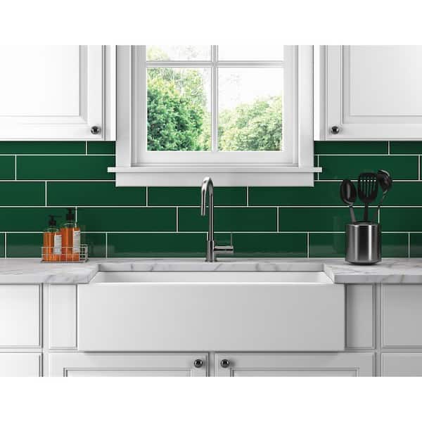 Restore Green 4 in. x 16 in. Glazed Ceramic Wall Tile (13.2 sq. ft./Case)