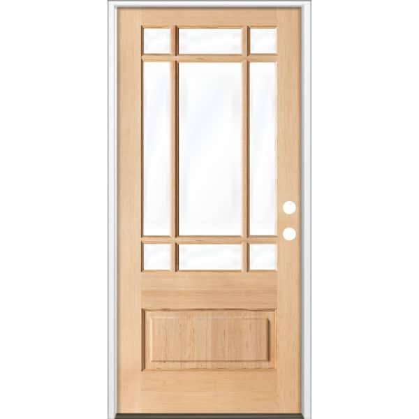36 in. x 80 in. Contemporary 3/4 Lite Left-Hand Clear Glass Unfinished Hemlock Prehung Front Door