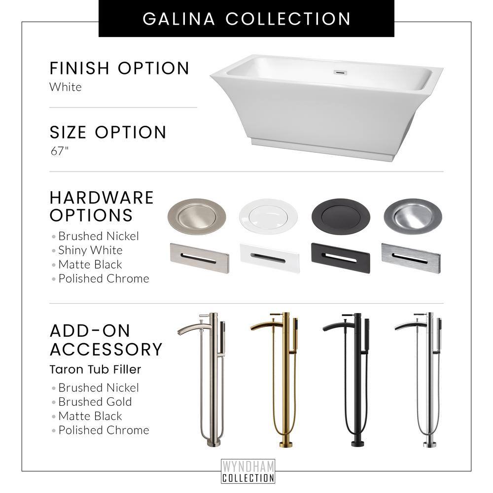 Galina 67'' Shiny White Acrylic Freestanding Soaking Bathtub