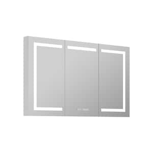 48 in. W x 32 in. H Rectangular Aluminum LED Lights Fog Free Surface/Recessed Mount Medicine Cabinet with Mirror