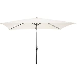 10 ft. Rectangular Market Tilt Patio Umbrella with Push Button in Beige