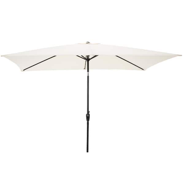 Pure Garden 10 ft. Rectangular Market Tilt Patio Umbrella with Push Button in Beige