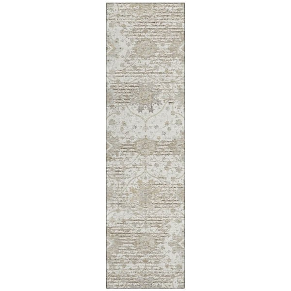 Chantille Machine Washable Indoor/Outdoor Abstract ACN3100 Ivory 2 ft. x 7 ft. Runner Rug