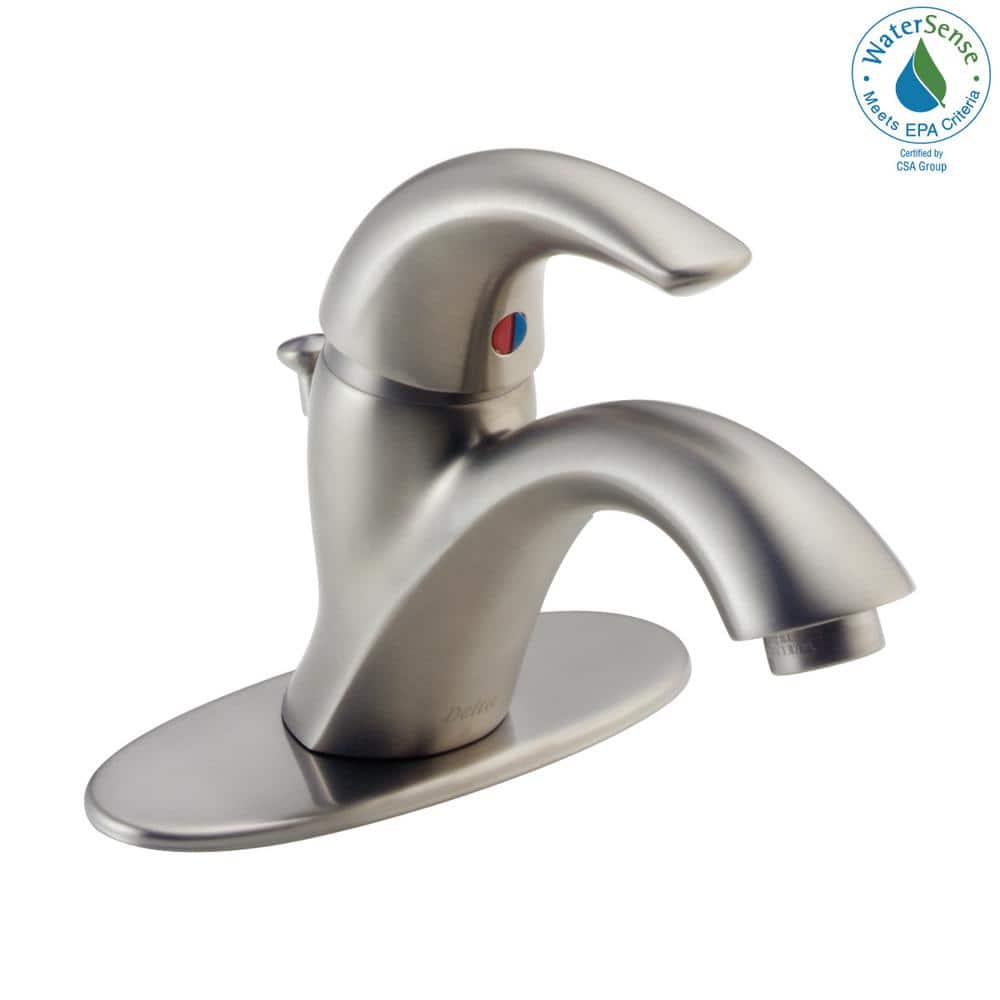 Stainless Steel Single Handle Bathroom Faucet with Drain Assembly