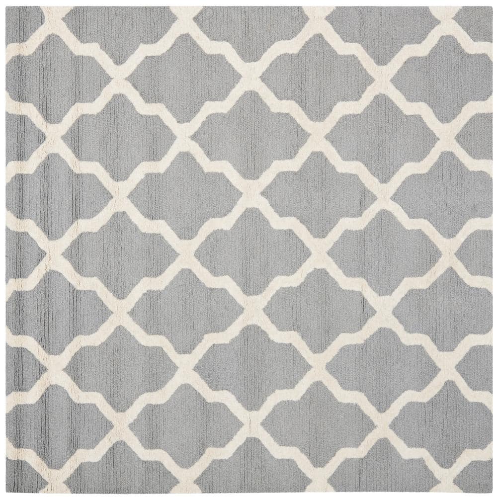 Cambridge Silver/Ivory 10 ft. x 10 ft. Square Trellis Geometric Area Rug price history on PriceWatchPro
