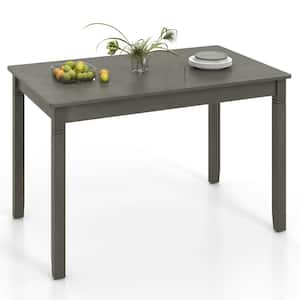 Gray Wood 48 in. 4 Legs Dining Table for 4 People with Rubber Wood Legs Rectangular Table