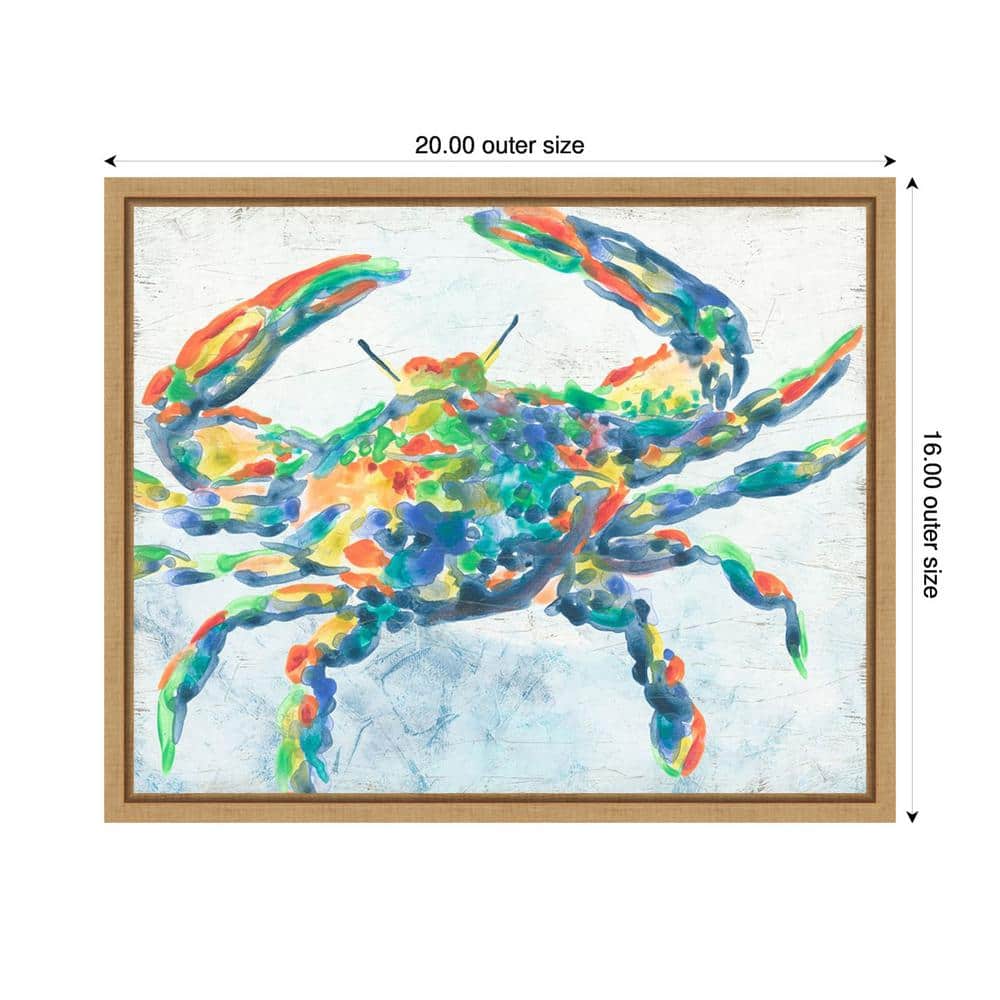 Rainbow Crab II Abstract Canvas Print with Maple Frame