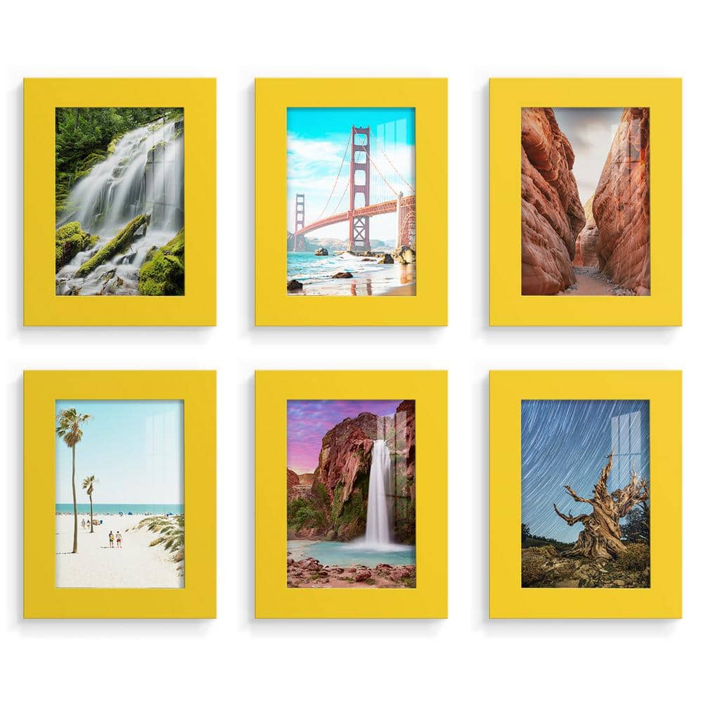 Wexford Home Modern 3.5 in. x 5 in. Yellow Picture Frame (Set of 6