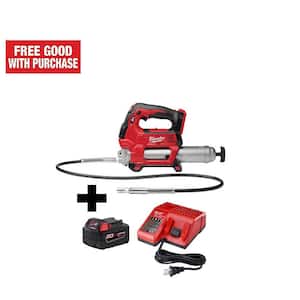 M18 18V Lithium-Ion Cordless Grease Gun 2-Speed W/M18 Starter Kit W/one 5.0 Ah Battery and Charger