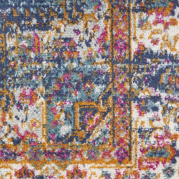 5' X 7' Ivory and Gray Chevron Shag Area Rug