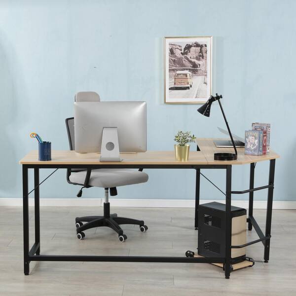 Harper & Bright Designs Oak Modern Design L-Shaped Desk Corner Computer Desk