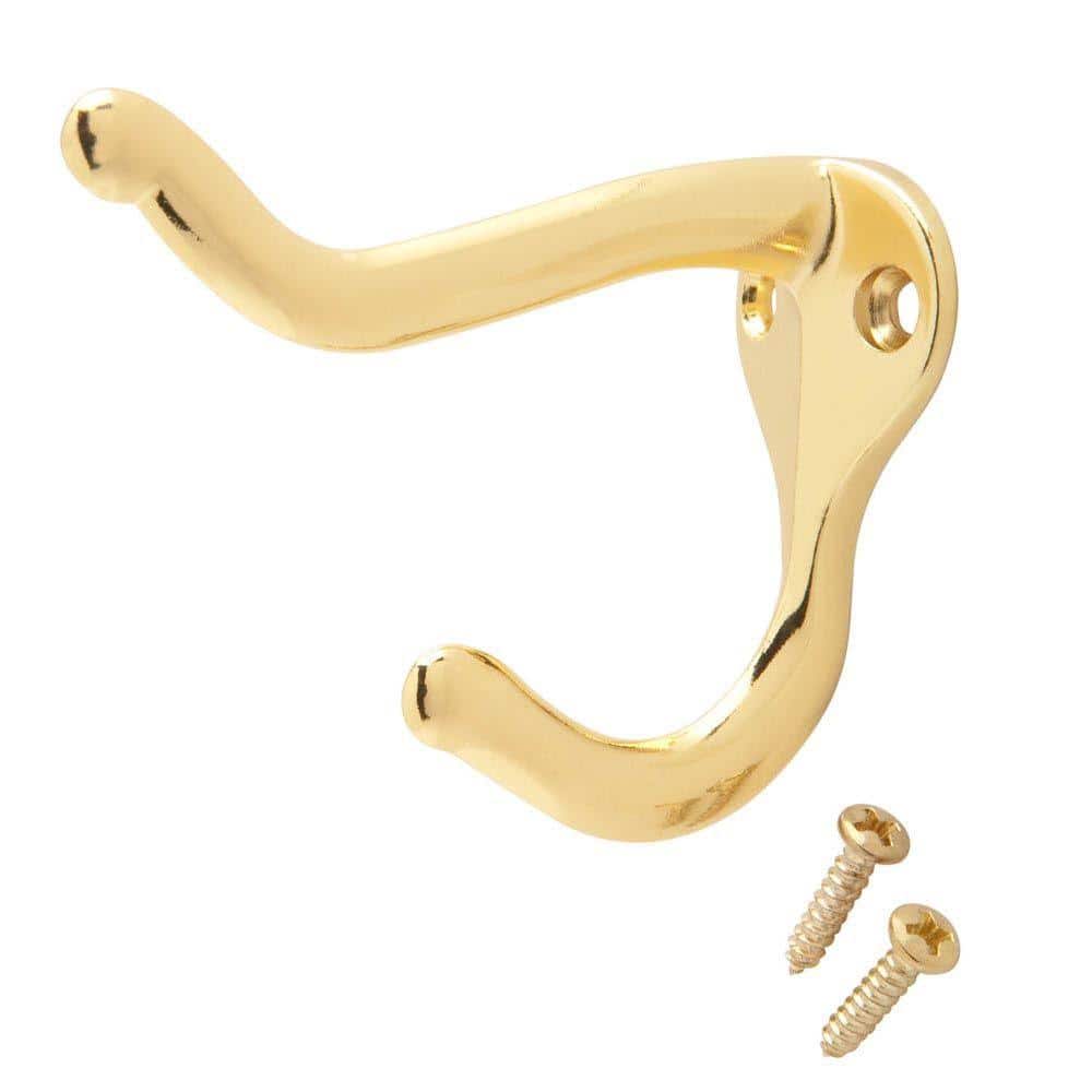 Hickory Hardware 1-Hook 1-in x 4-in H Brushed Golden Brass Decorative Wall  Hook (35-lb Capacity) in the Decorative Wall Hooks department at