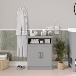 Vivien 24 in. W x 12 in. D x 32 in. H Engineered Wood Linen Freestanding Linen Cabinet in Gray