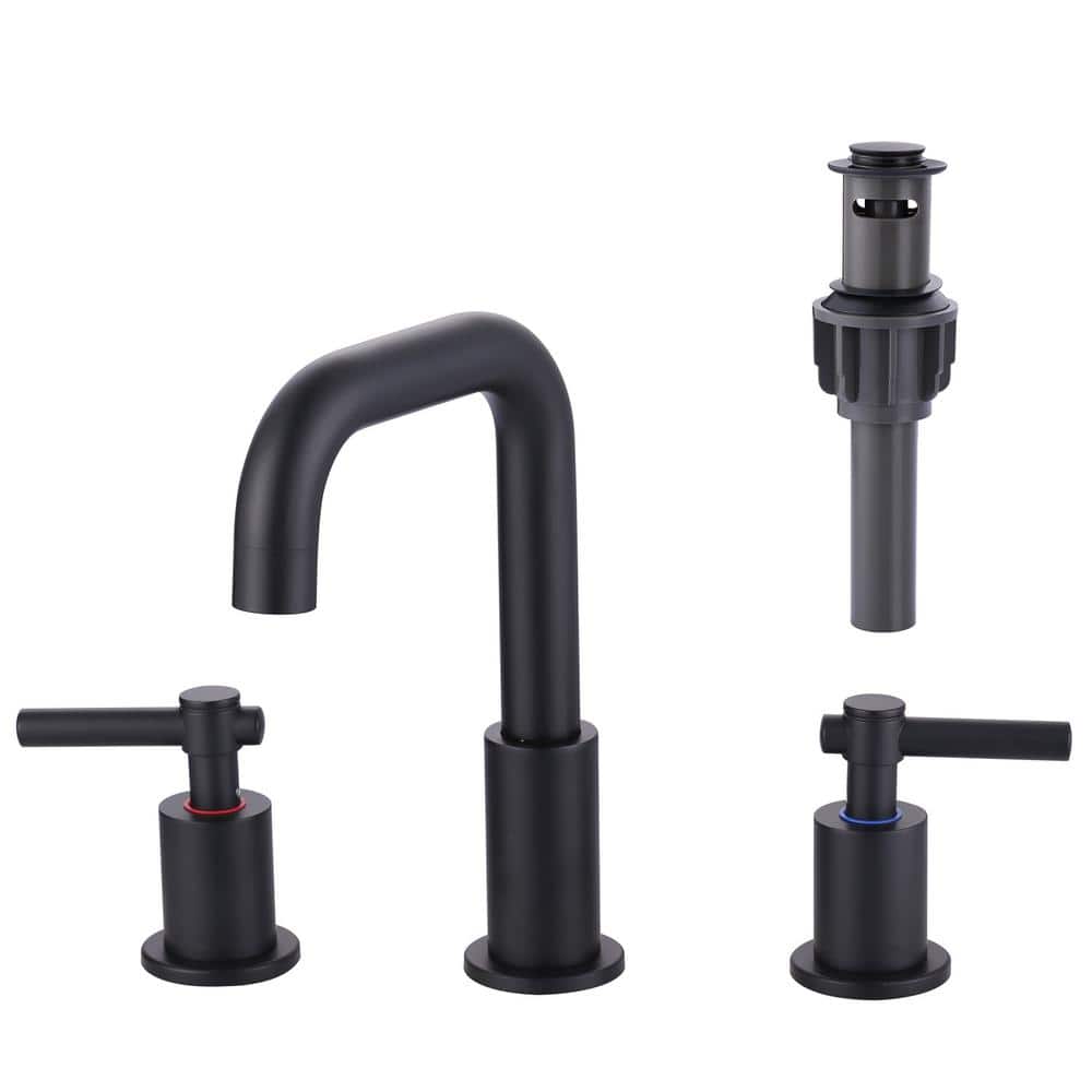 Matte Black Stainless Steel Double Handle Widespread Bathroom Faucet