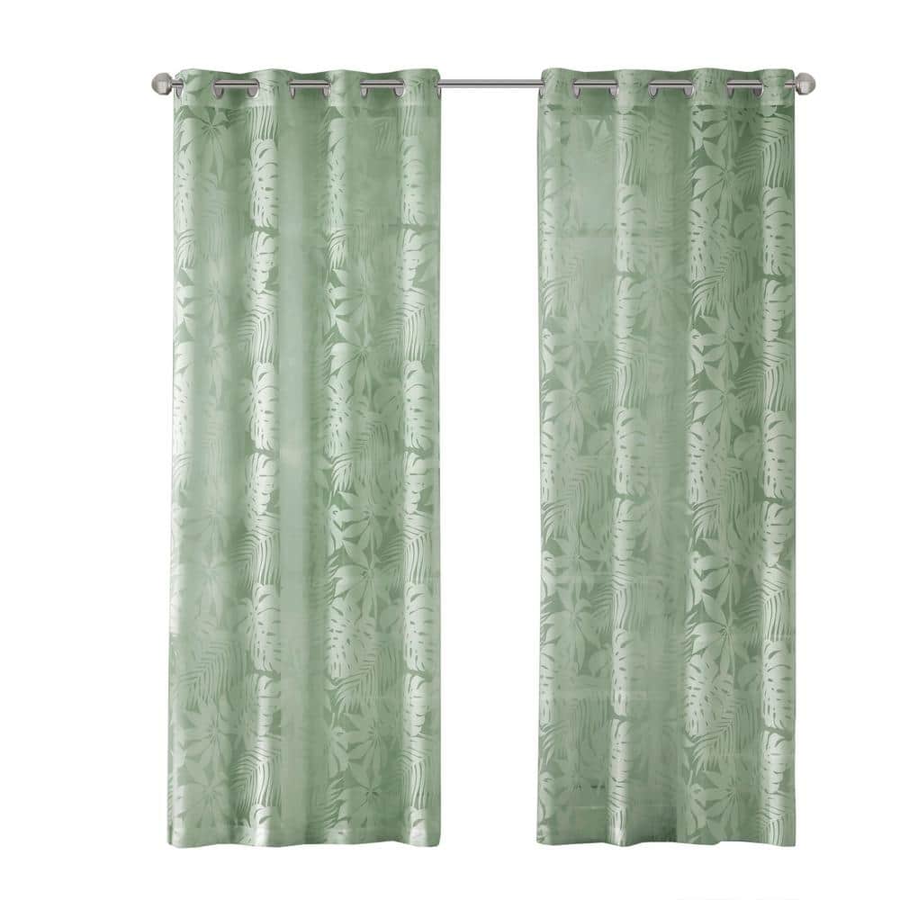 Sage Green Sheer Polyester Grommet Window Panel