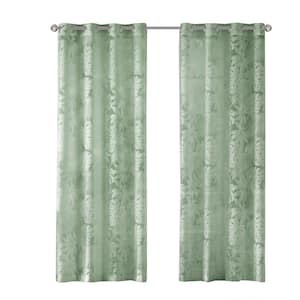 Kauna Sage Green Rayon/Polyester 50 in. W x 84 in. L Sheer Curtain (Single Panel)