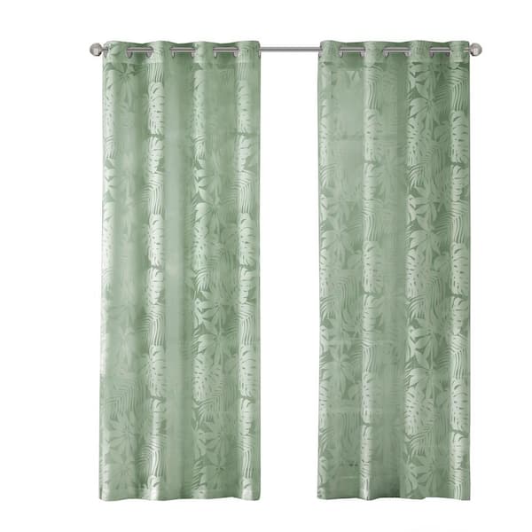 Madison Park Kauna Sage Green Rayon/Polyester 50 in. W x 95 in. L Sheer Curtain (Single Panel)