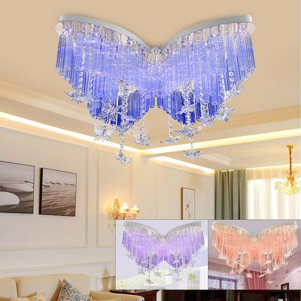 モダンかわいい5 OUKANING 31.49 in. Clear Modern Creative Butterfly-Shaped Flush
