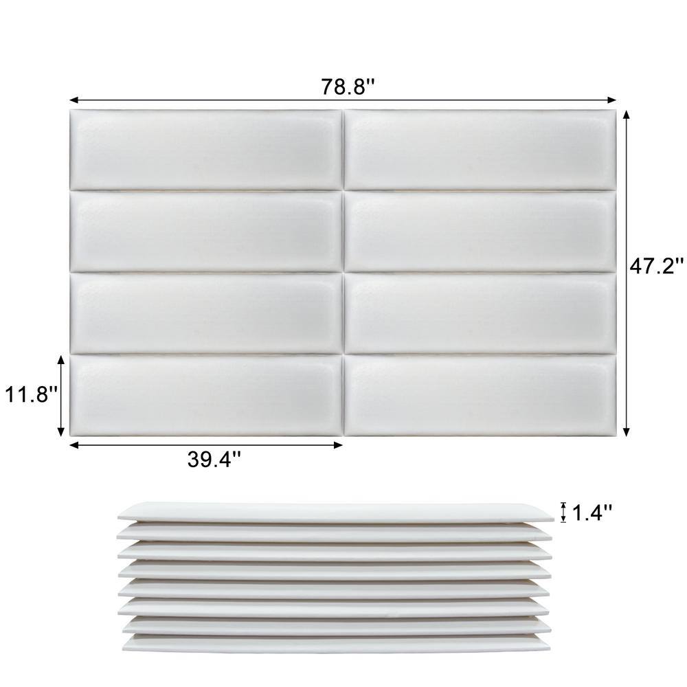 Art3d Solid Ivory Leather KingFull Removable Upholstered Headboard