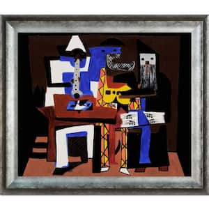 Three Musicians by Pablo Picasso Athenian Distressed Silver Framed People Oil Painting Art Print 25 in. x 29 in