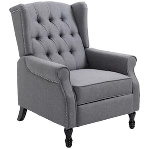 Grey Arm Chair Recliner, Tufted Fabric Accent Manual Reclining Sofa, Adjustable Club Chair Padded Living Room Lounge