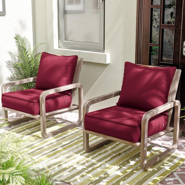 19 in. x 19 in. x 4 in. Square Outdoor Deep Seating Cushion Set Seat and Back Cushion for Lounge Chair Burgundy